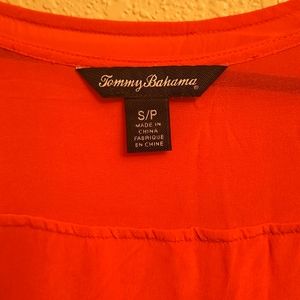 Tommy Bahama rayon dark salmon color. Small in size